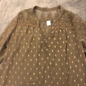 XL Bila Olive Green with Gold Detail and Beading